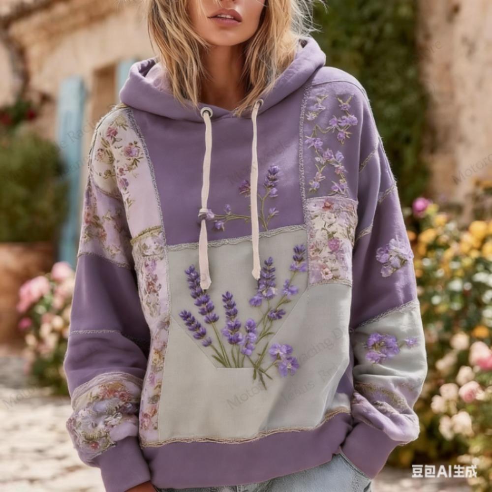 Modischer Hoodie mit Blumenprint Damen Lässiger Hoodie Sweatshirt im europäischen amerikanischen Stil Damen Kleidung Top