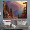 Autumn Mountain Lake Tapestry Fall Foliage Pine Trees Nature View Polyester 5161 In for Bedroom or Dorm