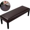 Super Stretch Leather Dining Bench Cover, Removable Bench Slipcover Waterproof Bench Seat Protector Cover for Living Room, Bedroom, Kitchen,Brown