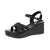 7cm Small Size 33-43 All Match Comfortable Med Heels Wedges Sandals 2025 Summer Women's Knit Platform Shoes for Office Mom Beach