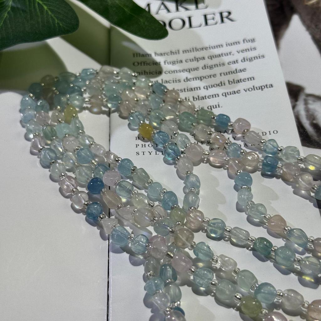 6mm Natural Morganite Jelly Bean Beads for DIY Necklaces & Bracelets - 38cm Strand