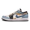 Jordan 1 Cushioning Slip Resistant Low top Vintage Basketball Shoes Men's Blue Gray White 553558-132(TeamF-)