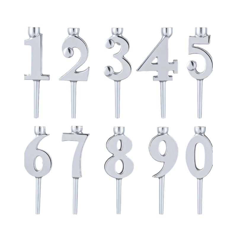 Number Candle Holder Set Numeral Candleholders Birthday Number Candleholders Set Number 0-9 Cake Toppers Decoration