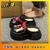 Internet celebrities heighten baotou semi-cool slippers women's summer 2025 new fashion muffin thick-soled hole shoes women's outer wear