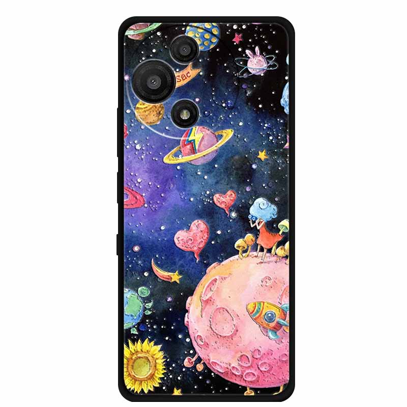 For TCL 60 SE Nxtpaper Case 3D Emboss Relief Flowers Black TPU Silicone Soft Back Cover Cases For TCL 60R Case 6.7" Fundas Bag
