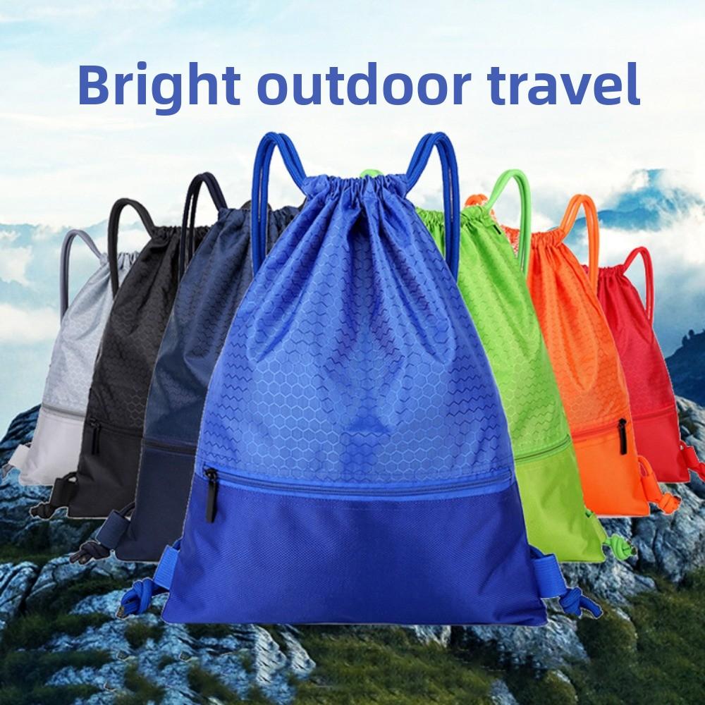Solid Color Fitness Drawstring Bag Waterproof Drawstring Pocket Drawstring Backpack  Unisex