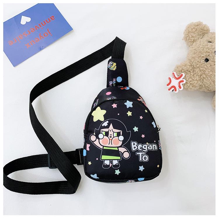 

School bag new cartoon breast bag cute oblique straddle backpack storage accessories mini shoulder bag чорний