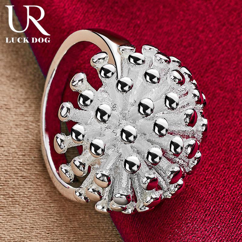 925 Sterling Silver Fireworks Coral Ring Fashionable Wedding Jewelry