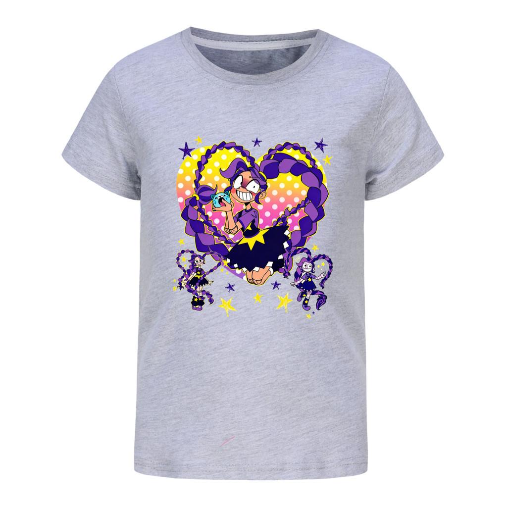 5598 Kinderen Meisjes Lily Liefde Vlechten Print Katoen Korte Mouwen T-shirt