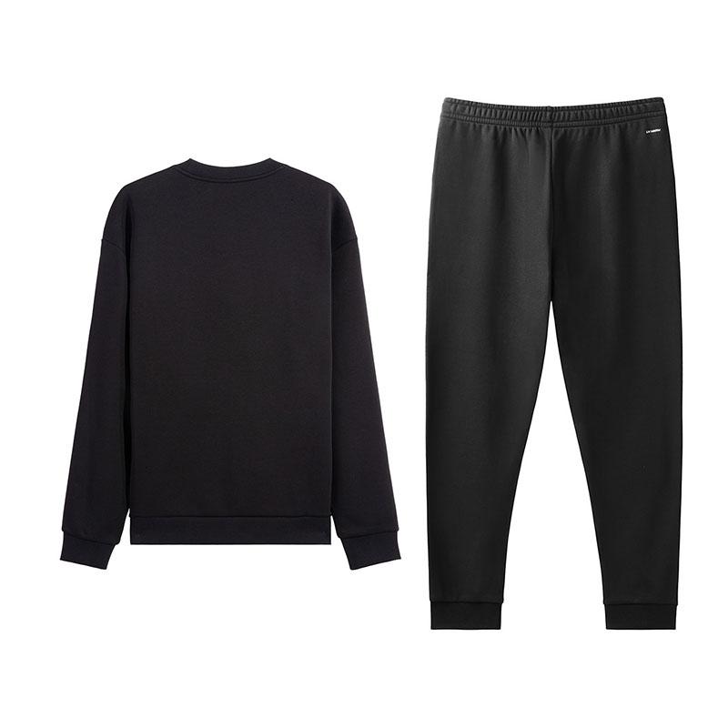 Li-Ning Printed Crew Neck Classic Sweatshirt Comfortable Long Pants Casual Sports Suit Men sweatshirt, pants AWDVH37-1+AKLVC89-1