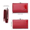 Women's Genuine Patent Leather Tri-fold Wallet, Solid Color, Compact and Multifunctional Card Holder