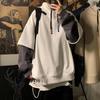 Men's Trendy Two-Piece Fake Hooded Sweatshirt for Autumn/Winter - Oversized Hip-Hop High Street Jacket