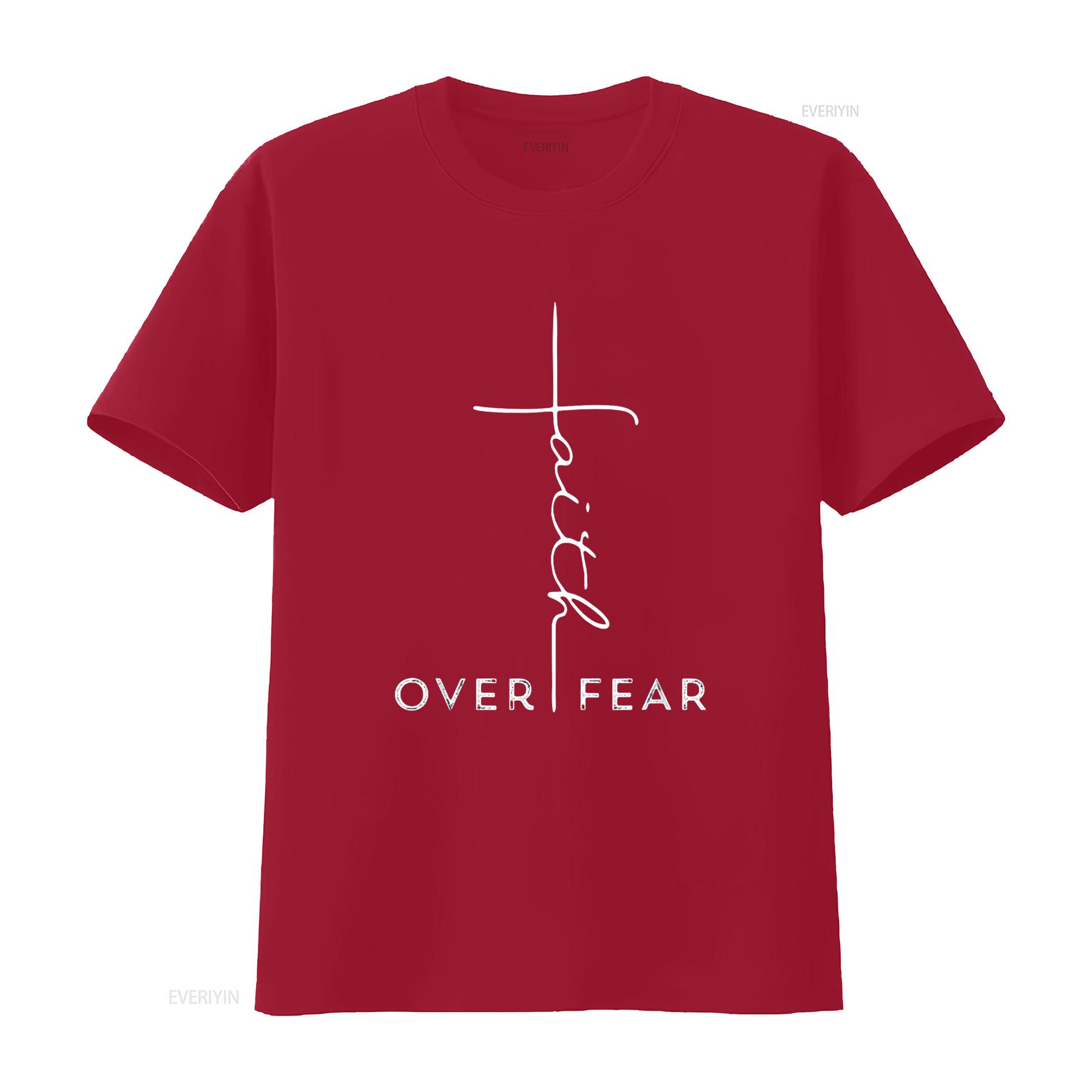 

Faith Over Fear T Shirt Cool Christian For Black vintage Washed fashion Stretched Versatile homme Comfortable graphic Unisex S