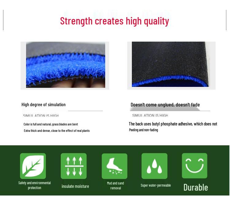 Simulation Blue Bentgrass Artificial Turf for Indoor & Outdoor Use: Petanque, Landscaping, Kindergarten Flooring & Wall Covering