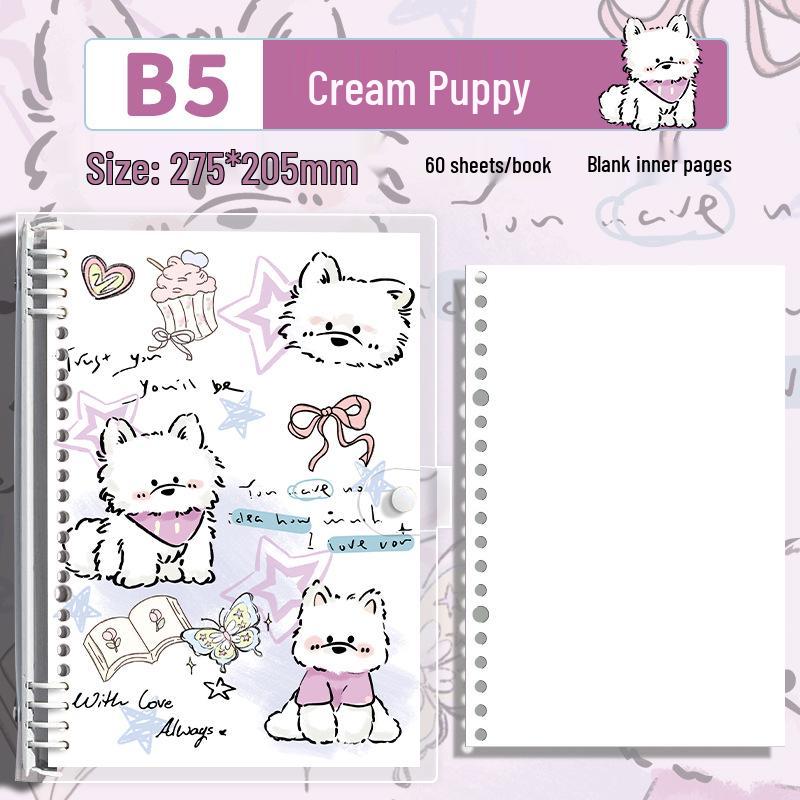 Cute Pet Transparent Soft PVC Binder B5 Notepad Diary with Iron Clip