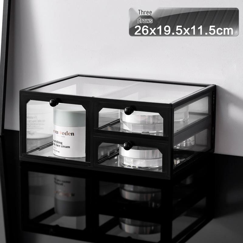 Luxury Glass Cosmetic Organizer - Dustproof Storage for Skincare, Lipsticks, and Masks