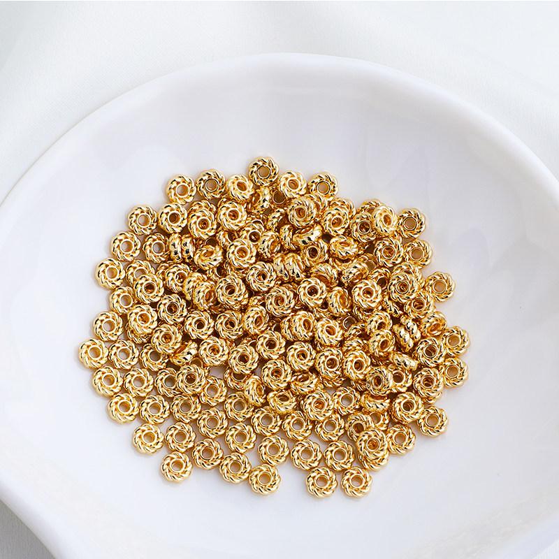 14k Gold-Plated Color-Preserving Twisted Spacer Beads - 5mm Washers for DIY Jewelry Making