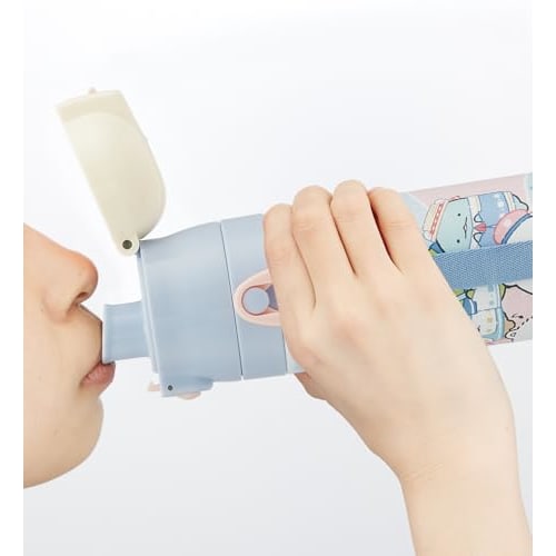 Skater Children's Water Bottle, 2-Way, 470ml (Direct Drinking) and 430ml (Cup Drinking), Sumikkogurashi Polar Bear Hometown Design, Girls' Stainless S