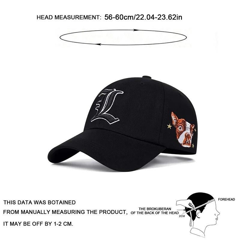 Unisex L Letter Side Dog Head Embroidery Baseball Caps Spring And Autumn Outdoor Adjustable Casual Hats Sunscreen Hat
