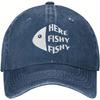 New Fish letter printed washed baseball caps for Unisex and Women outdoor fishing sun protection sun shading duckbill caps