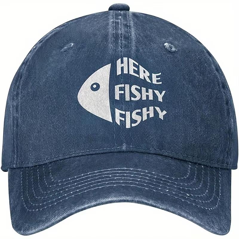 New Fish letter printed washed baseball caps for Unisex and Women outdoor fishing sun protection sun shading duckbill caps