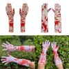 Bloody White Skeleton Halloween Gloves For Costume Party