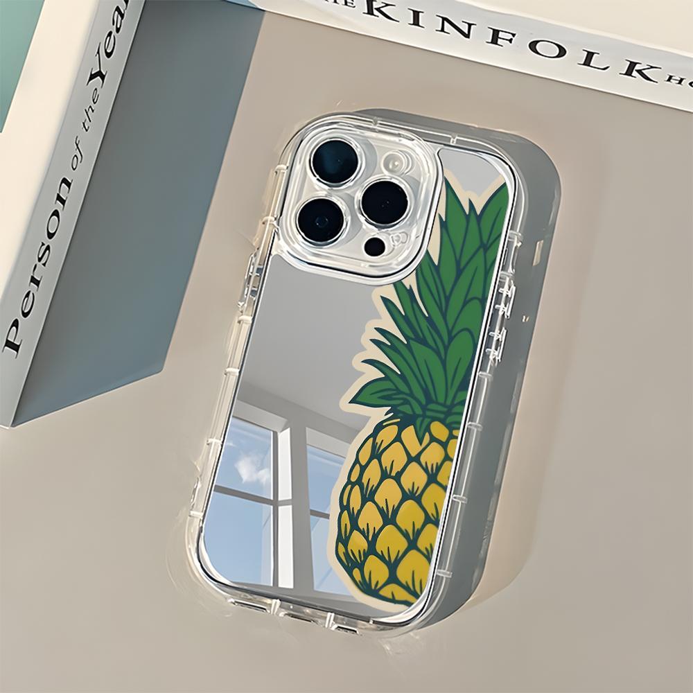 Fresh Summer Day Pineapple Pattern Phone Case For iPhone 11 12 13 14 15 16 17 Pro Max X XR XS 17 Air 7 8 Plus Back Mirror Cover