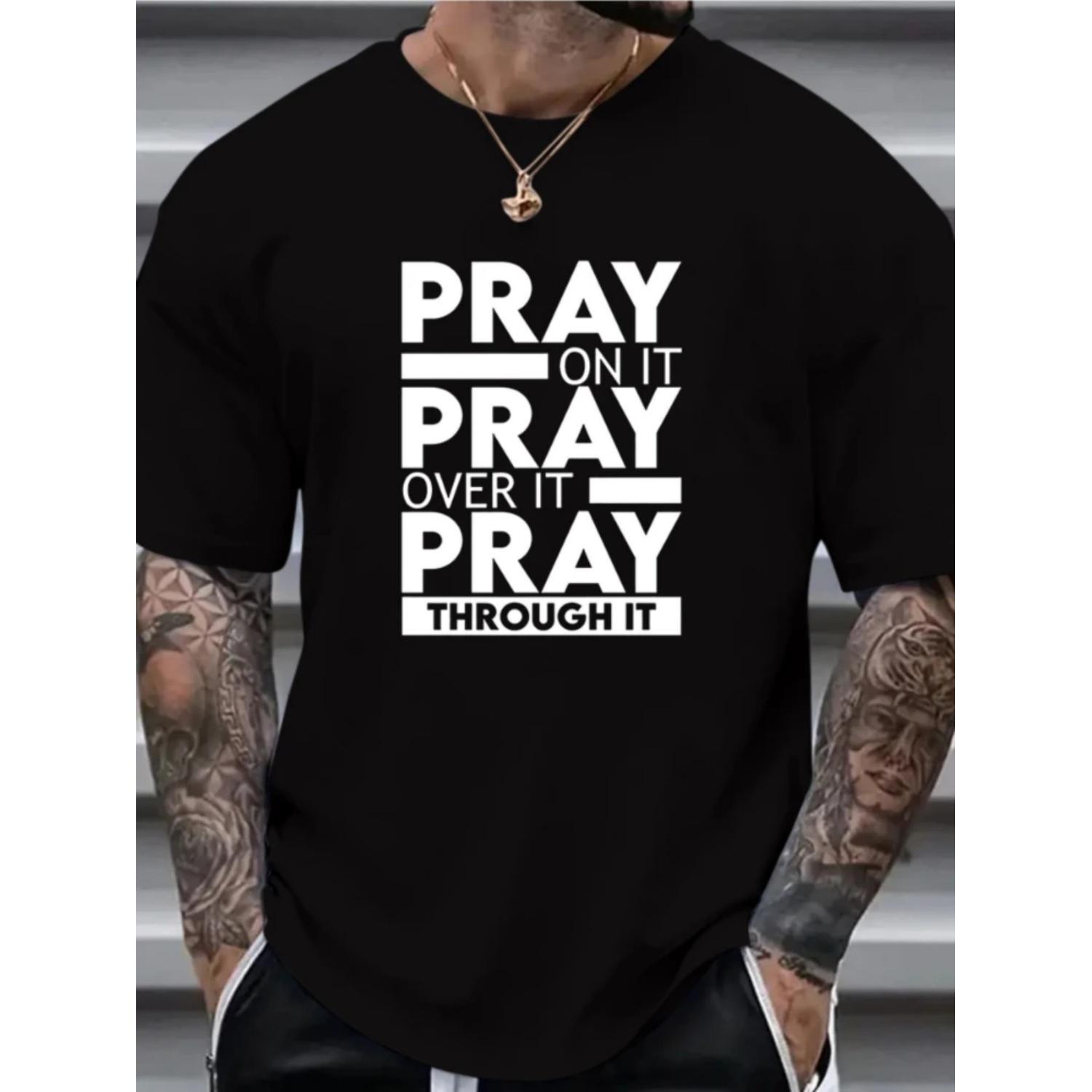 

Мужская футболка с принтом Pray Graphic , 100% хлопок, Повседневная удобная футболка с круглым вырезом и коротким рукавом для летнего отдыха на природе, Мужская одежда S чёрный