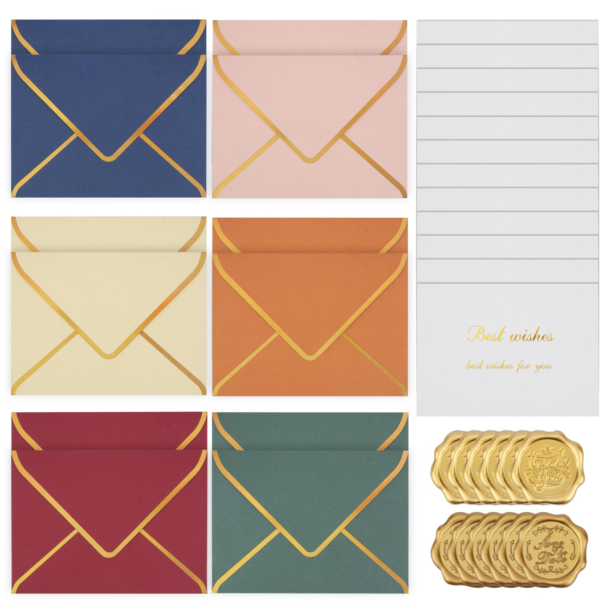 TEMLUM Message Card Letter Thank You Greeting Greeting 6 Color 2 Color Includes Envelope Perfect for Total 36 Set Set, Card, Card, Card, Envelopes,