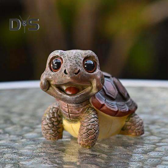 Turtle Statue Garden Mini Figurine Waterproof UV Resistant Mini Size Adorable Turtle Shaped Animal Statue Yard Ornament