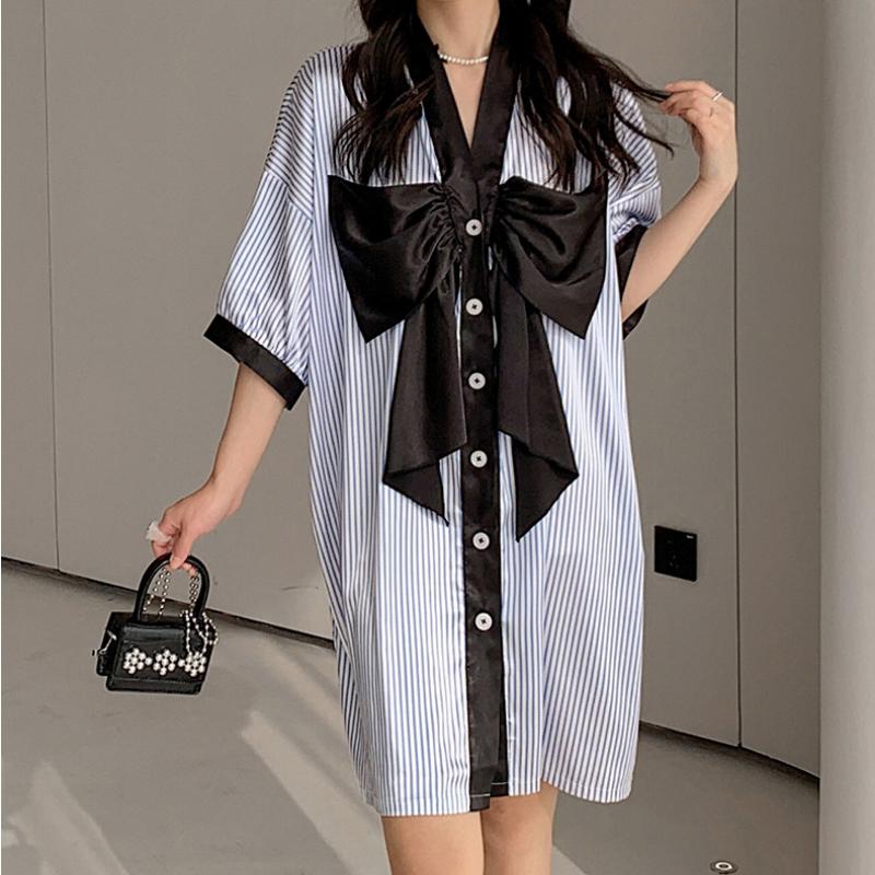 Nachthemd Frauen Süße Sommer Eis Seide Pyjama Dünnes Hemd Bogen Große Größe Prinzessin Stil Zu Hause Kleidung Chic Midi Kleid