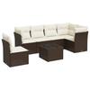 6 Piece Brown Garden Sofa Set with Cushions Poly Rattan