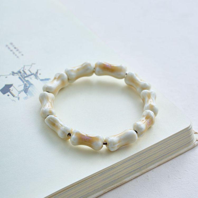 

Этнический браслет из костяного керамического бисера - Унисекс, китайский стиль для пар, студентов и друзей