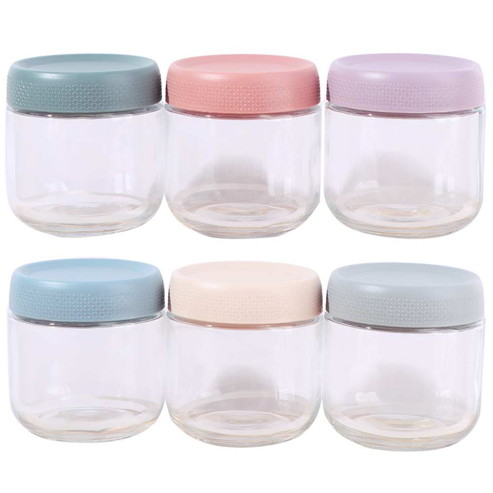 6 ks 10/16/24 oz Sklenice na noční ovesnou kaši Skleněná dóza pro uchování čerstvosti Dóza na skladování potravin Jogurt
