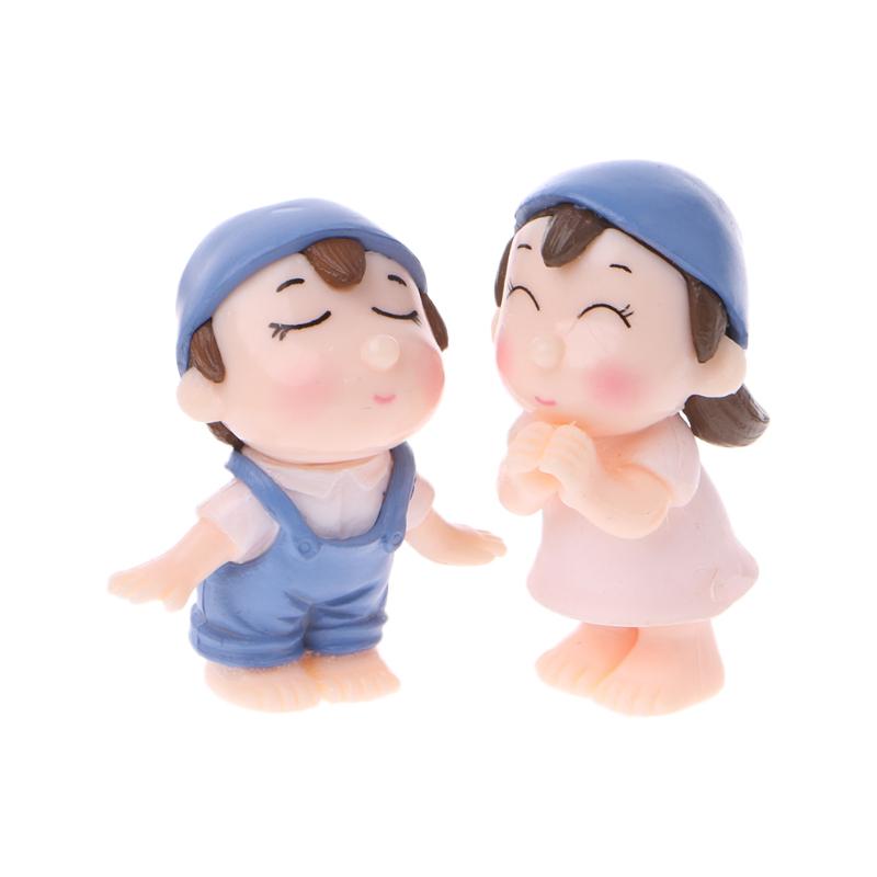 

1 пара миниатюрных фигурок любовника бонсай сочный сад улыбающаяся пара украшения синий