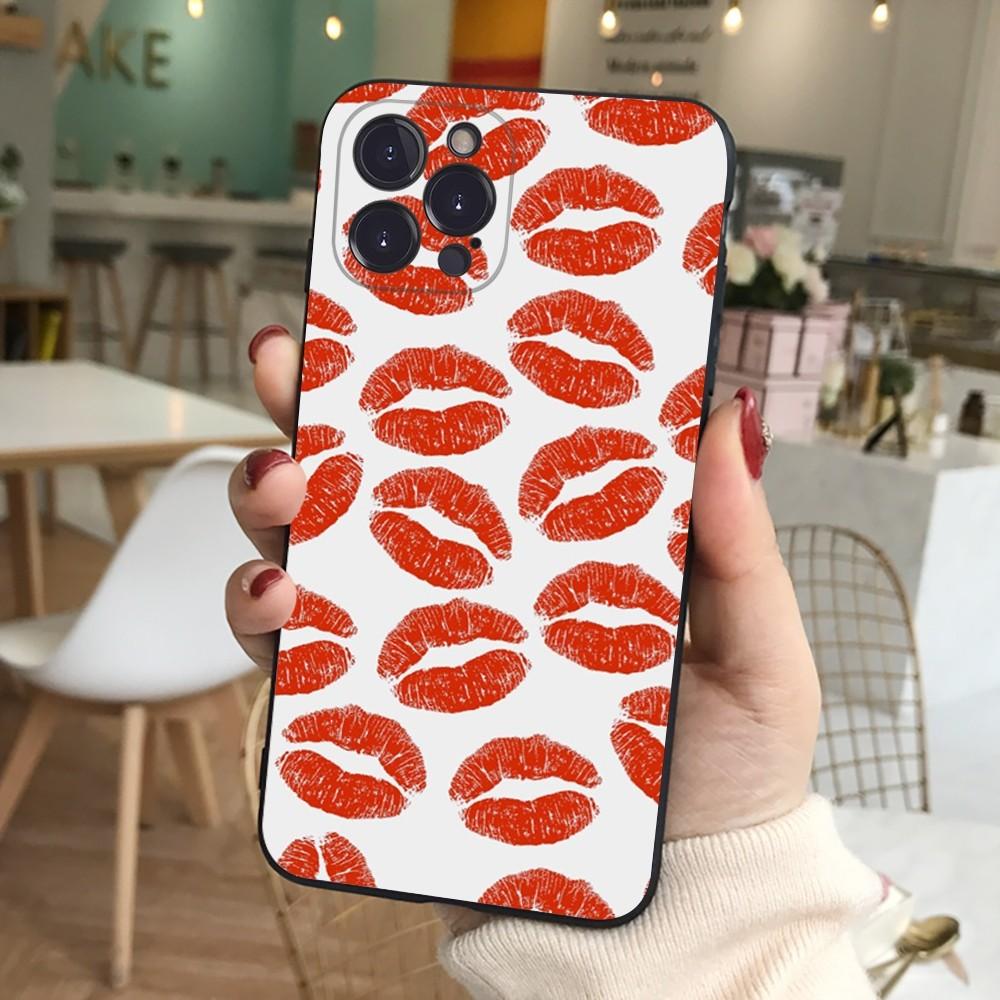 Sexy Girl Red Lips Kiss Phone Case For iPhone 15 14 11 12 13 Mini Pro XS Max Cover 6 7 8 Plus X XR SE 2020 Funda Shell