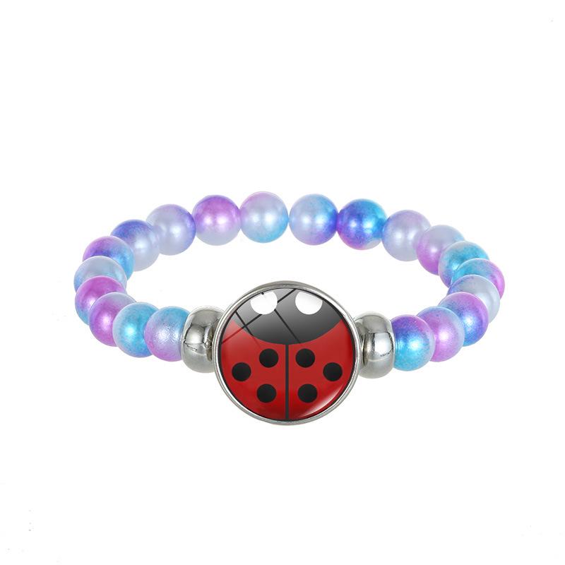 Ladybug Bear Paw Print Beaded Bracelet with Polka Dot Time Gem