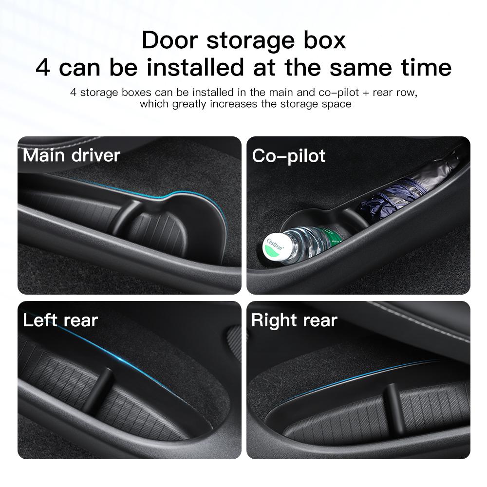 For Tesla Model Y 2022  Door Storage Organizer Box TPE Waterproof Material Car