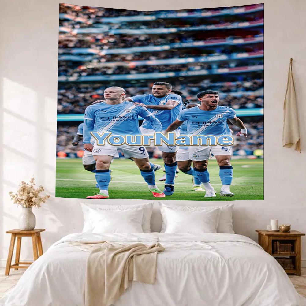Manchester City Custom Your Name Wall Decor Tapestry Art For Pet Memorial Birthdaywedding Party Backdrop Family Gift