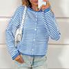 Women's Striped Contrasting Sweater for Autumn and Winter, Long Sleeved Casual Cardigan