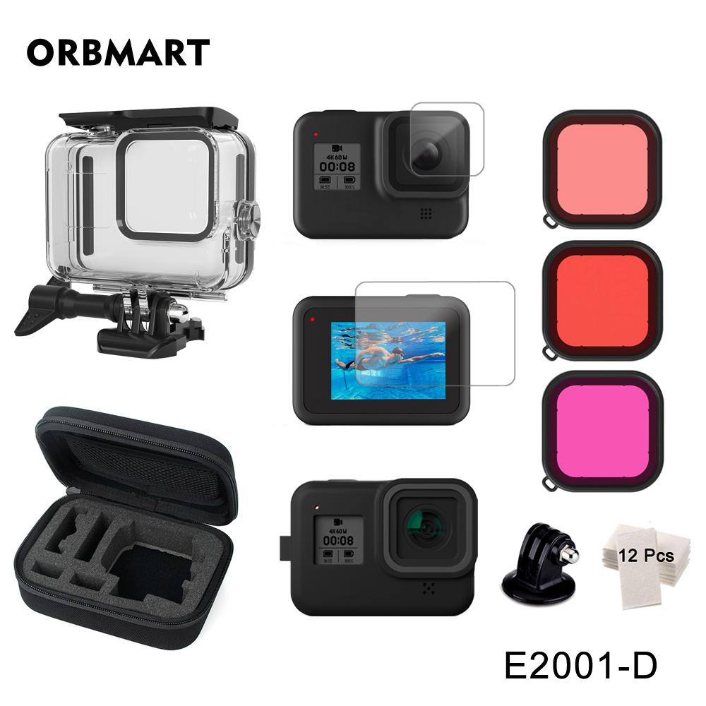 Boîtier étanche 60m pour GoPro Hero 8 Black Boîtier de plongée sous-marine Protection Couvercle de plongée Support pour accessoires de caméra Go Pro 8