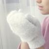 Women Winter Warm Cashmere Gloves Elastic Full Finger Mittens Soft Rabbit Fur Warm Plush Gloves Girls Knitted Riding Gloves