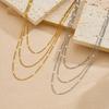 Gold Plated Triple Layered Figaro Chain Necklace
