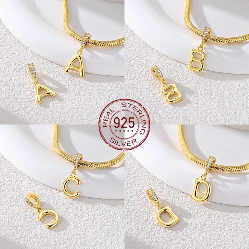 925 Silver Golden Series Charms Bead with CZ Zircon Whale Butterfly Sun Pendant for DIY Fashion Jewelry Bracelet