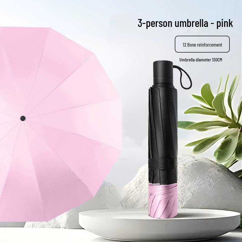 Reinforced Oversized Dual-use Umbrella: Sun & Rain Protection, Anti-riot, 12 Ribs, Thickened, Foldable