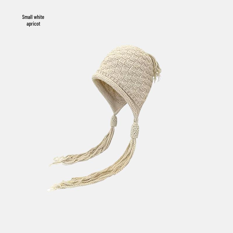 Festive Red Tassel Beanie - Women's Autumn/Winter Ear Protection Hat for Christmas and New Year