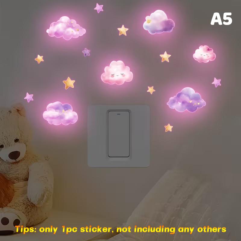 Glow-In-The-Dark Self-Adhesive Switch Sticker Removable Wall Decal for Bedroom Living Room Home Decor Night Light Switch Marker