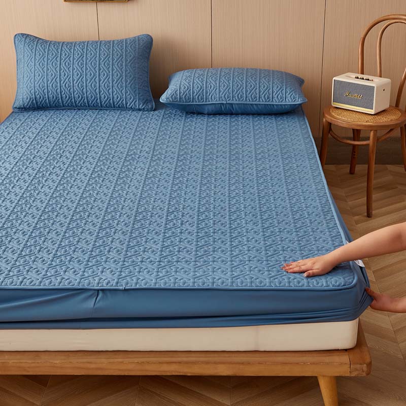 Luxury Pure Cotton Quilted Mattress Cover Anti -Mites Queen King Size Customized Bed Pad Protector Cover Not Included Pillowcase