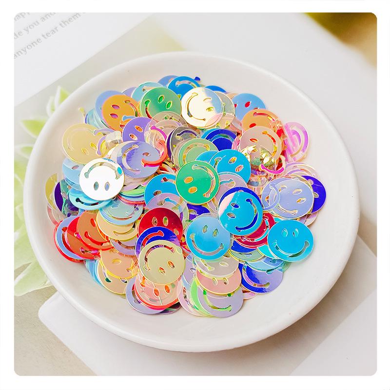 

12mm Gold Glitter Smiley Face Sequins for Holiday Costumes & DIY Toddler Jewelry 20g per pack