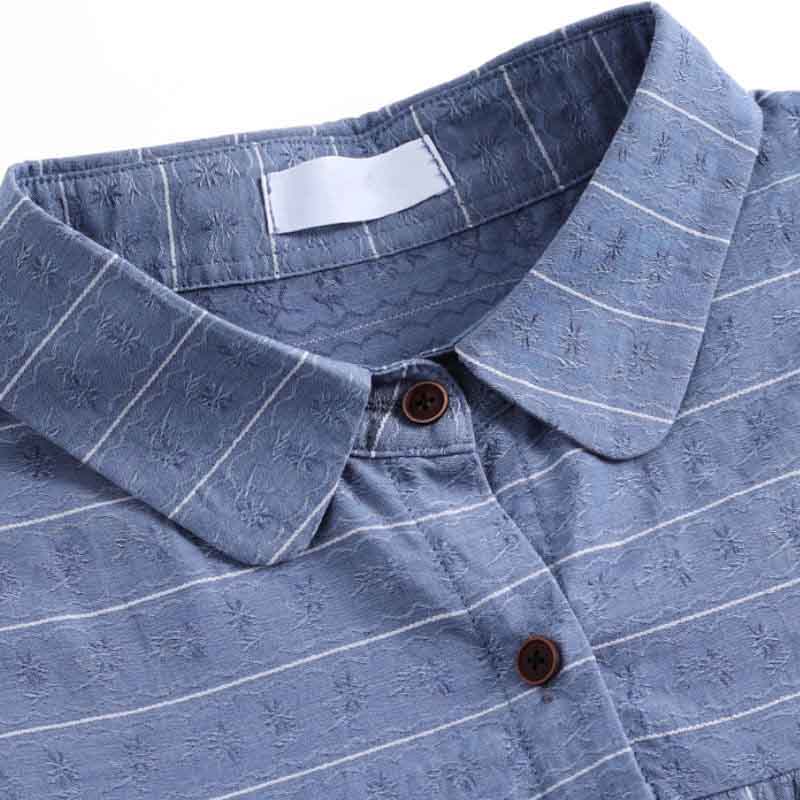 Women Casual Fashion Elegant Striped Printed Button Shirt Summer  Loose  Half Sleeve Tops